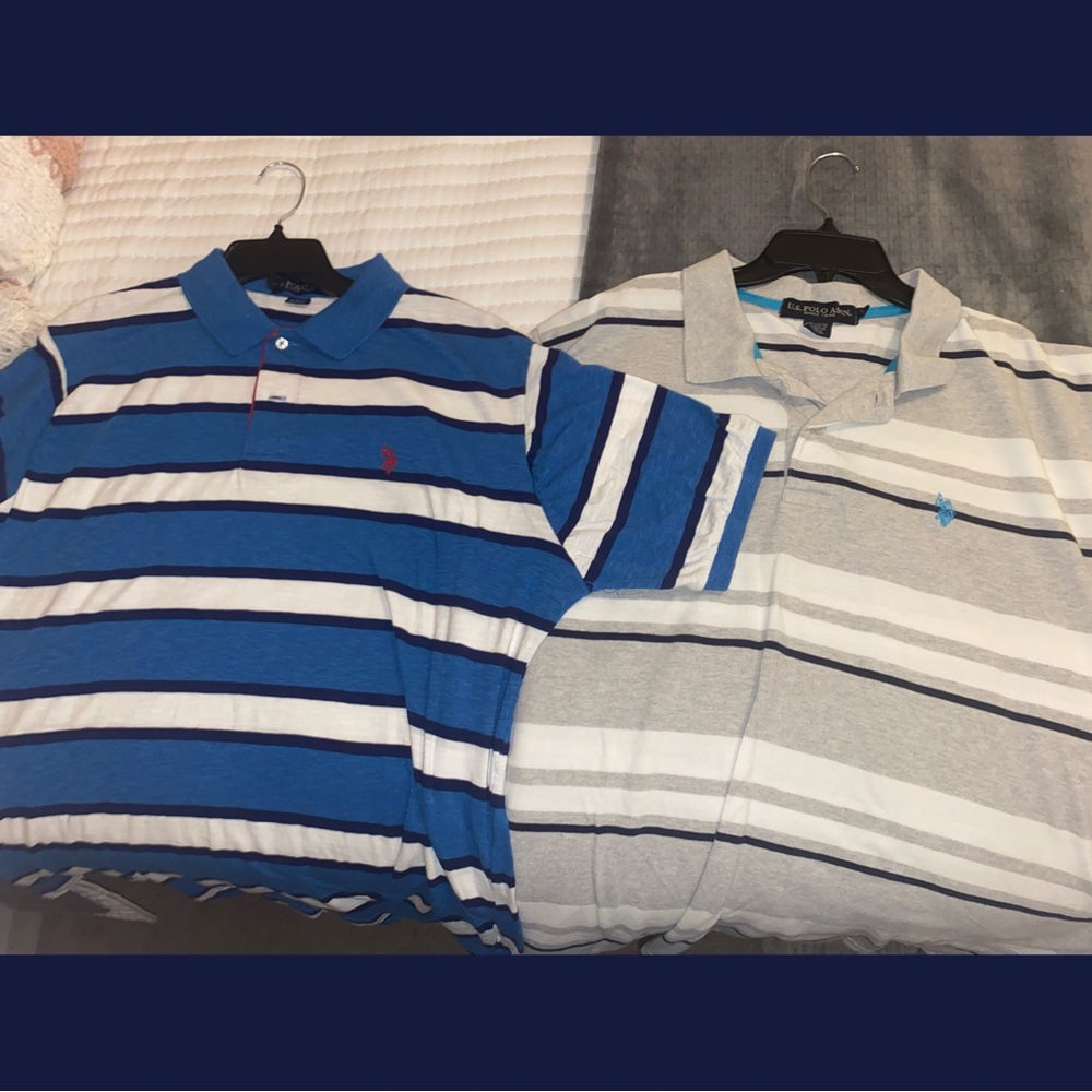 Bundle of 2 Striped Mens Polo Collared Shirts